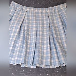 Blue Checkered A-Line Skirt